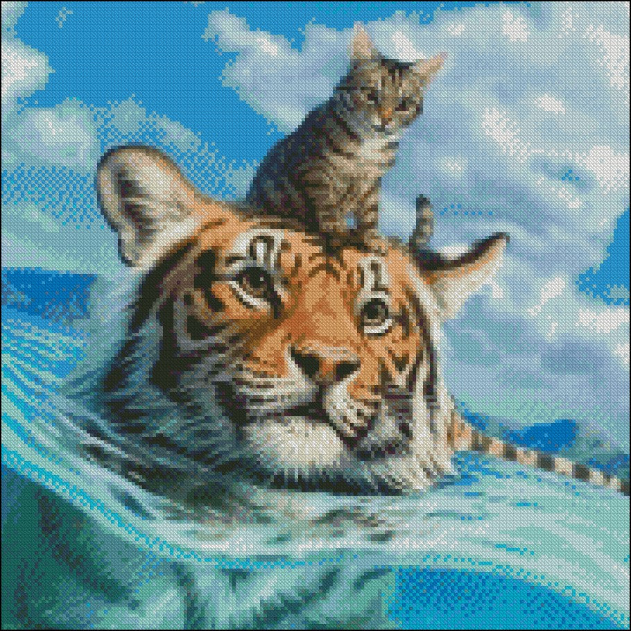 Friends in the Water - Counted Cross Stitch Patterns Embroidery Crafts Needlework DIY Chart DMC Color