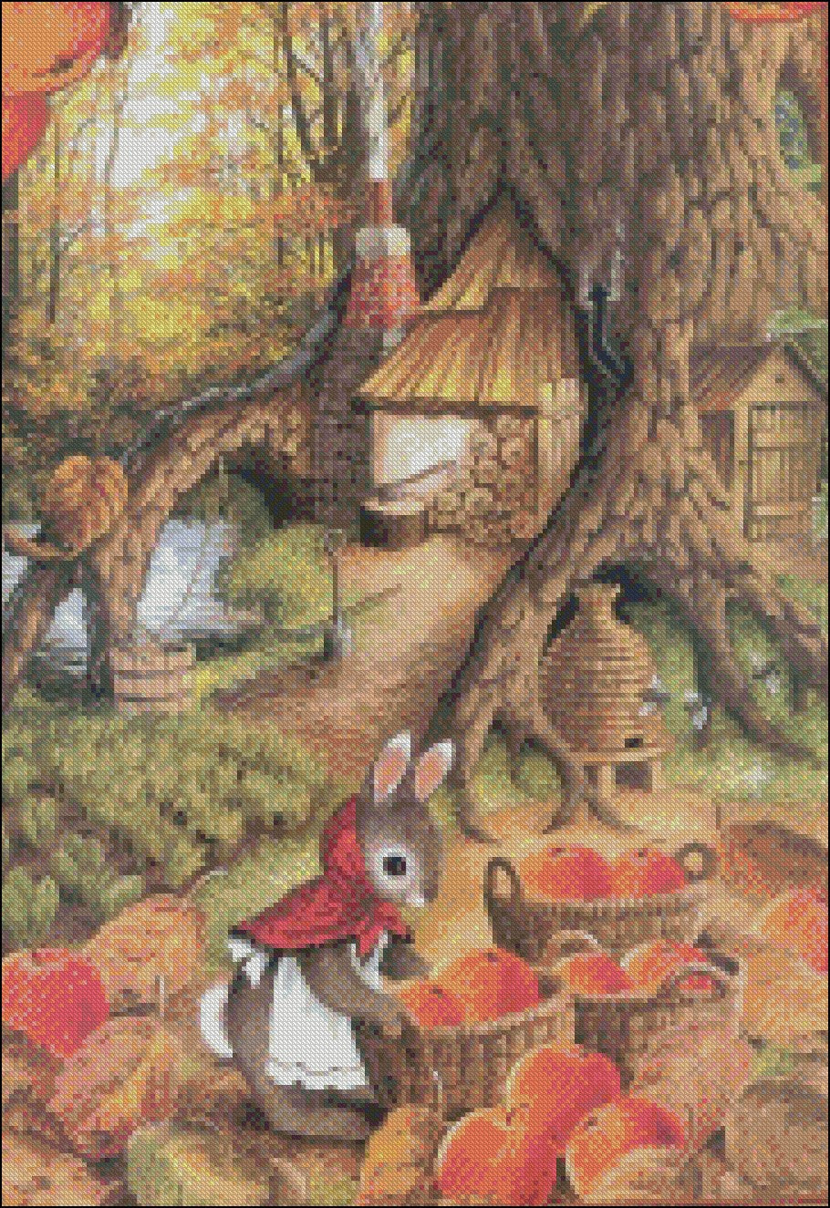 Apple Harvest - Counted Cross Stitch Patterns Embroidery Crafts Needlework DIY Chart DMC Color