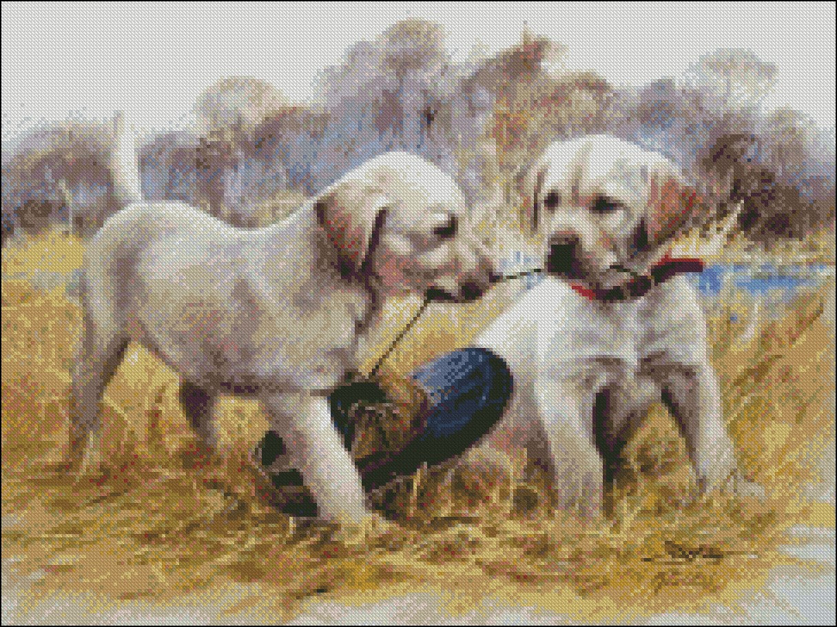 Dogs and Puppies 11 - Counted Cross Stitch Patterns Embroidery Crafts Needlework DIY Chart DMC Color