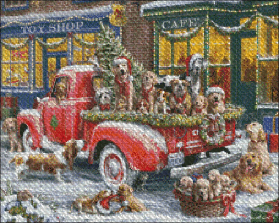 Doggone Christmas - Counted Cross Stitch Patterns Embroidery Crafts Needlework DIY Chart DMC Color