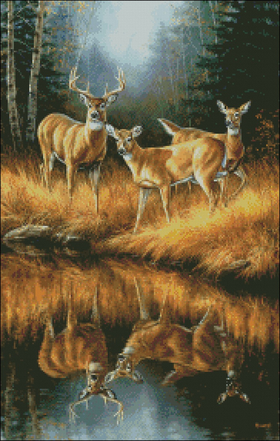 Deer Elk Moose 24 - Counted Cross Stitch Patterns Embroidery Crafts Needlework DIY Chart DMC Color