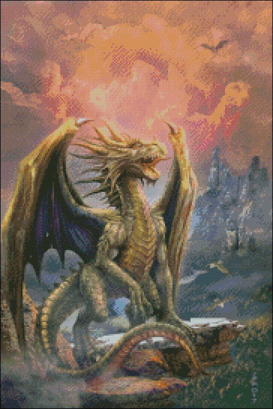 Dragon - Counted Cross Stitch Patterns Embroidery Crafts Needlework DIY Chart DMC Color