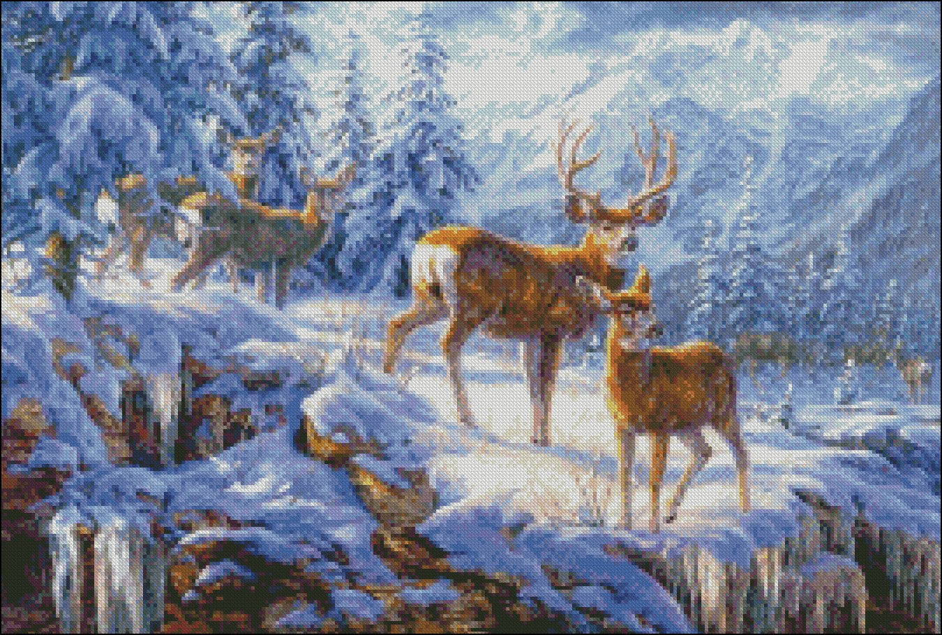 Deer Elk Moose 8 - Counted Cross Stitch Patterns Embroidery Crafts Needlework DIY Chart DMC Color