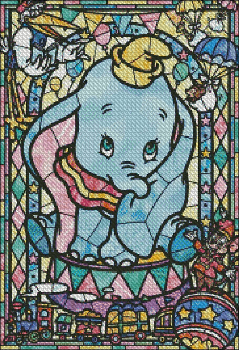 Characters Stained Glass 2-9 - Counted Cross Stitch Patterns Embroidery Crafts Needlework DIY Chart DMC Color