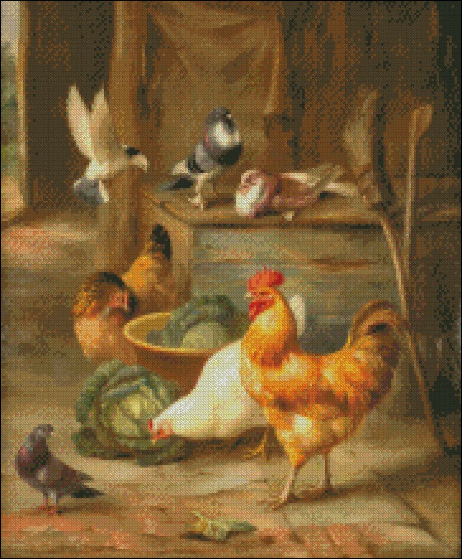 Farmyard Chickens 1-7 - Counted Cross Stitch Patterns Embroidery Crafts Needlework DIY Chart DMC Color