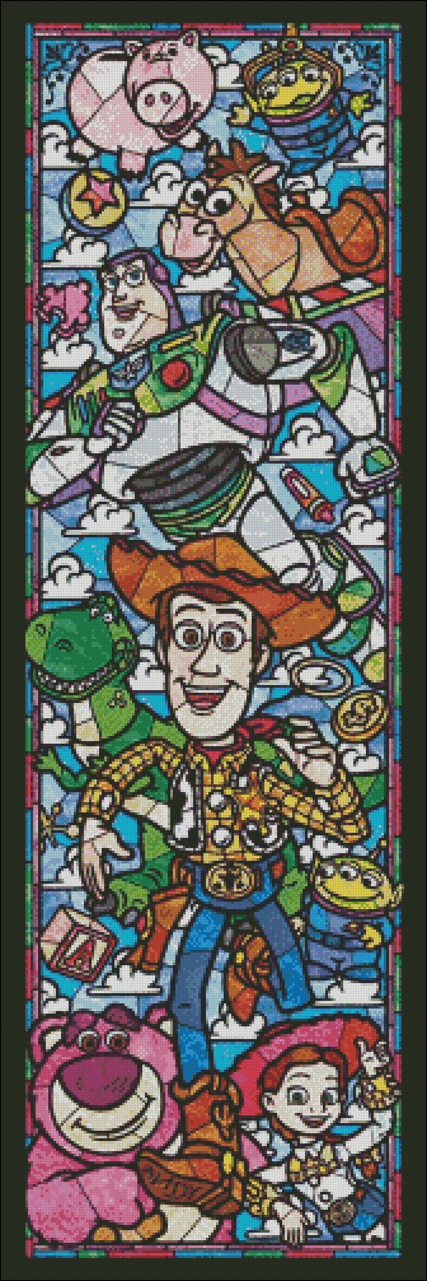 Characters Stained Glass 3-9 - Counted Cross Stitch Patterns Embroidery Crafts Needlework DIY Chart DMC Color