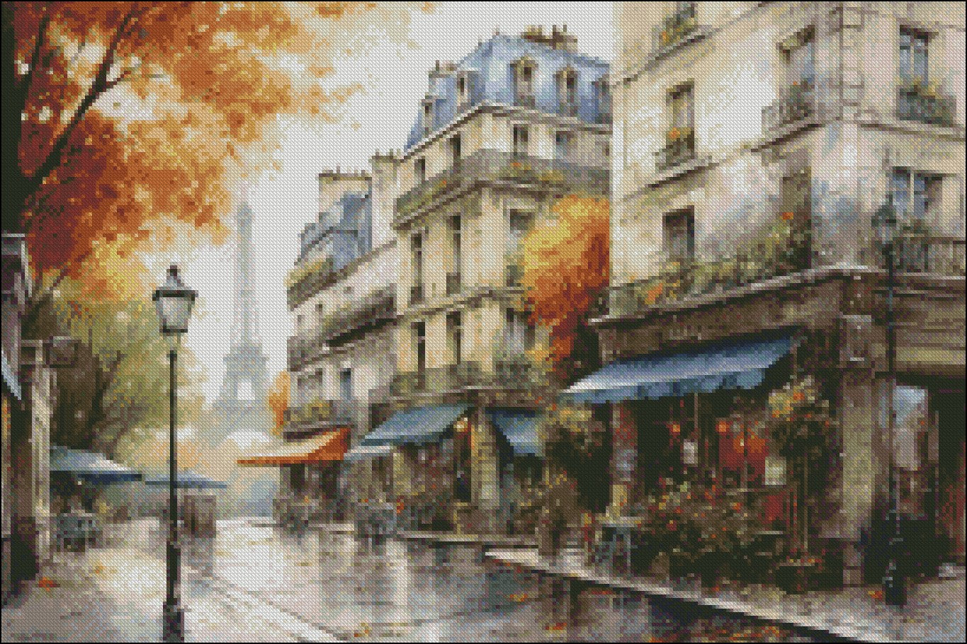 Street of Paris 2 - Counted Cross Stitch Patterns Embroidery Crafts Needlework DIY Chart DMC Color