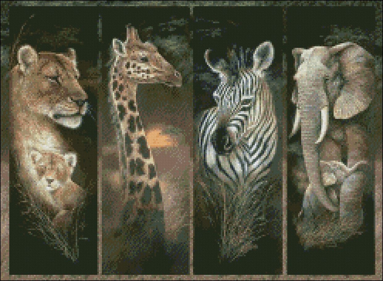 Pride of Africa - Counted Cross Stitch Patterns Embroidery Crafts Needlework DIY Chart DMC Color