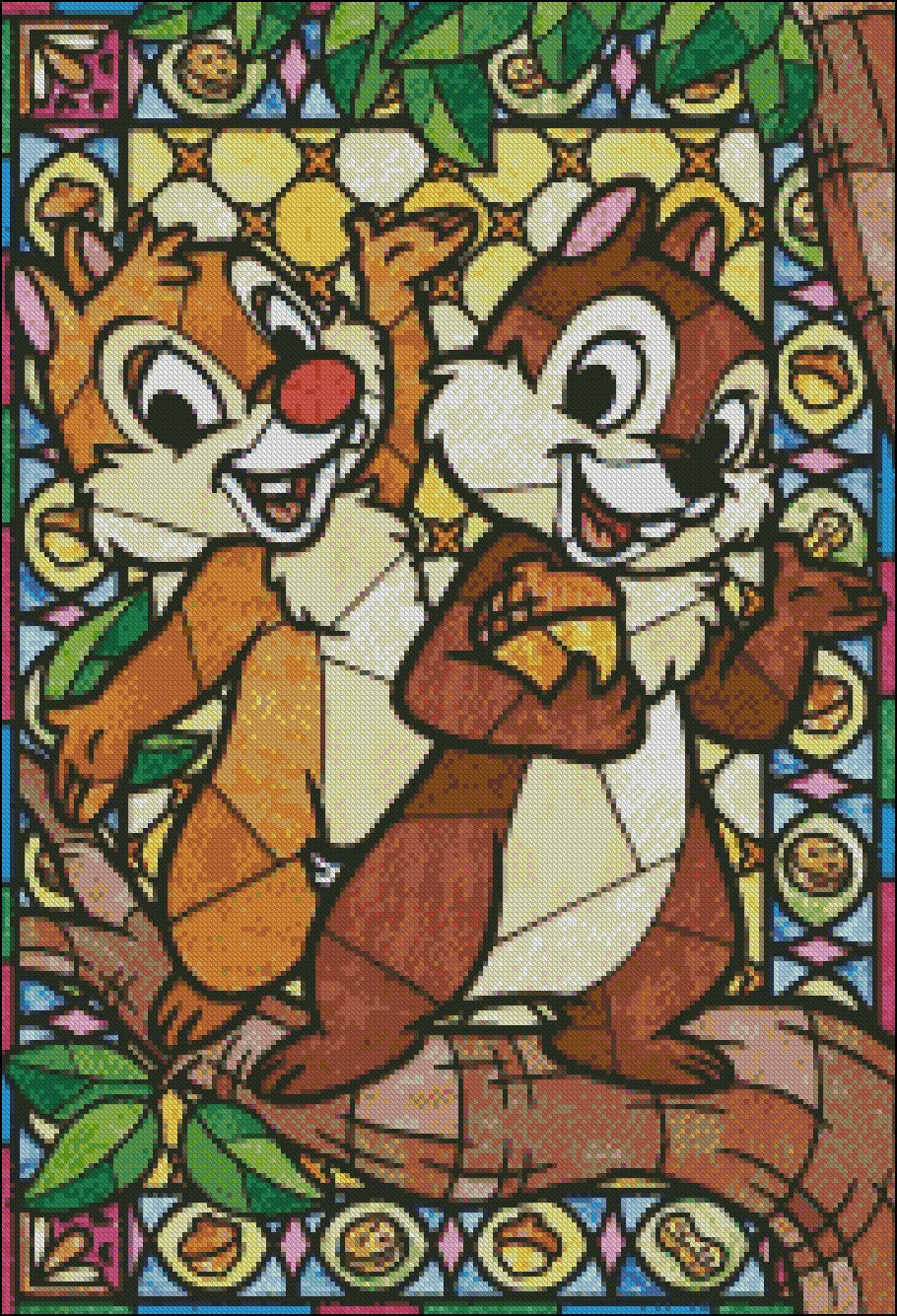 Characters Stained Glass 2-12 - Counted Cross Stitch Patterns Embroidery Crafts Needlework DIY Chart DMC Color