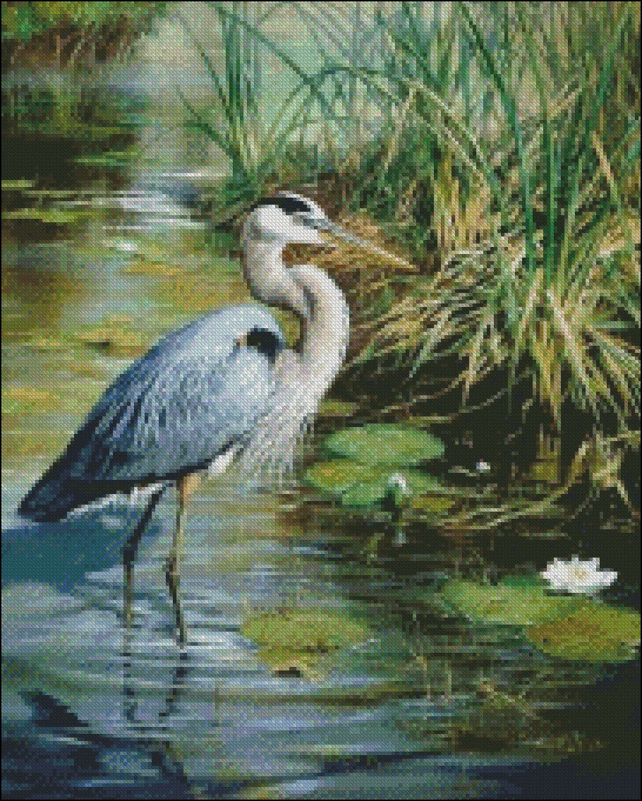 Great Blue Heron - Counted Cross Stitch Patterns Embroidery Crafts Needlework DIY Chart DMC Color