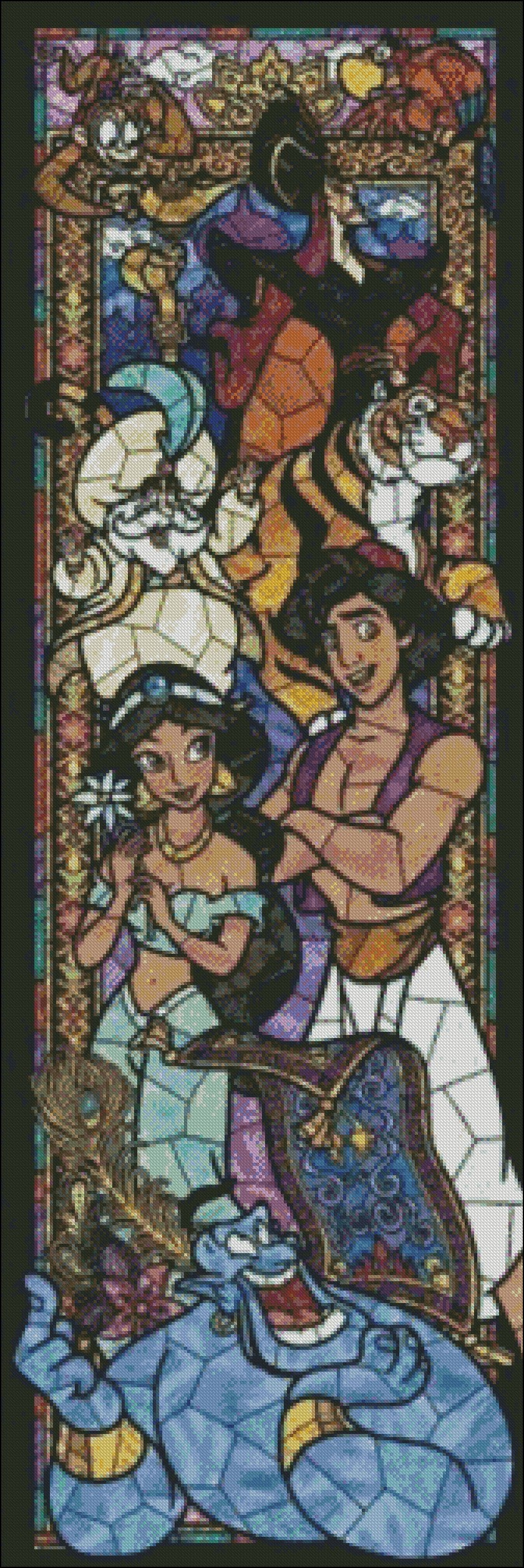 Characters Stained Glass 3-1 - Counted Cross Stitch Patterns Embroidery Crafts Needlework DIY Chart DMC Color