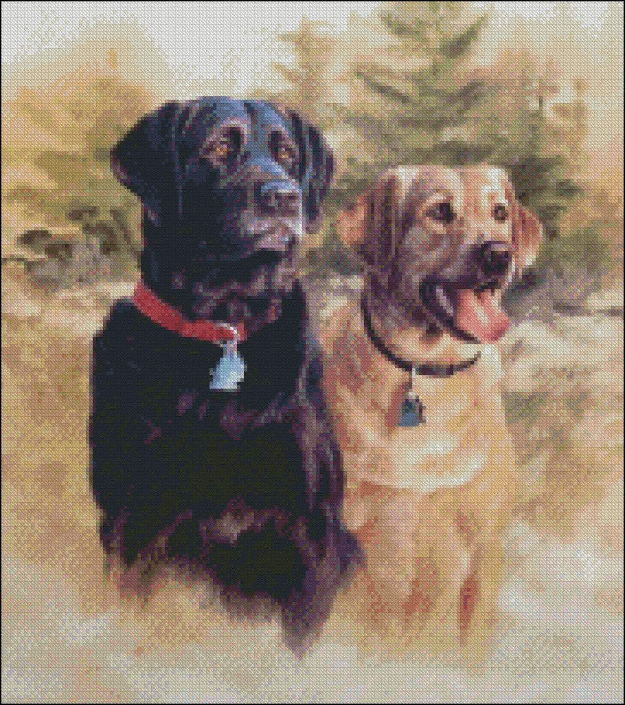 Dogs and Puppies 3 - Counted Cross Stitch Patterns Embroidery Crafts Needlework DIY Chart DMC Color