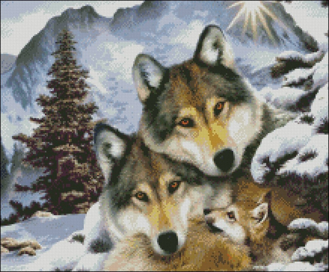 Wolf Harmony - Counted Cross Stitch Patterns Embroidery Crafts Needlework DIY Chart DMC Color