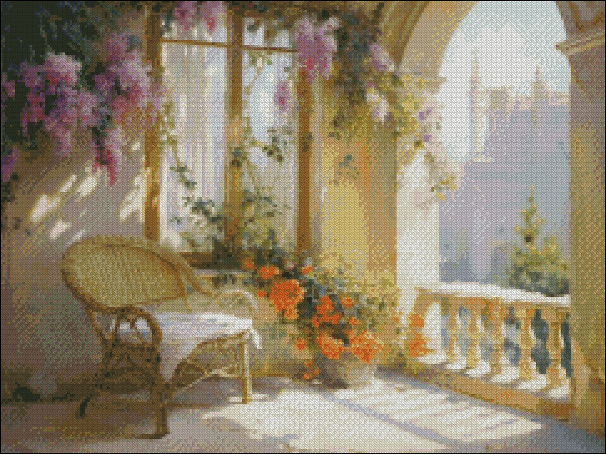 Chairside Elegance - Counted Cross Stitch Patterns Embroidery Crafts Needlework DIY Chart DMC Color