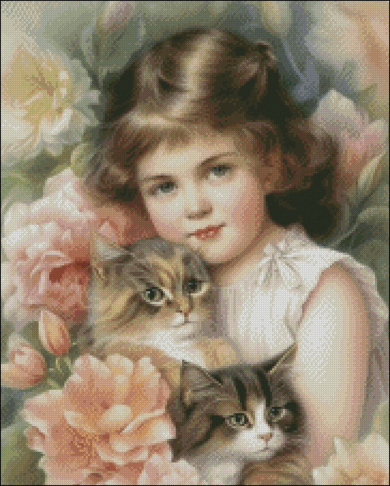 Her Feline Friends - Counted Cross Stitch Patterns Embroidery Crafts Needlework DIY Chart DMC Color