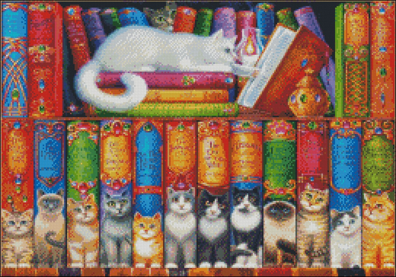 Bookshelf 6 - Counted Cross Stitch Patterns Embroidery Crafts Needlework DIY Chart DMC Color