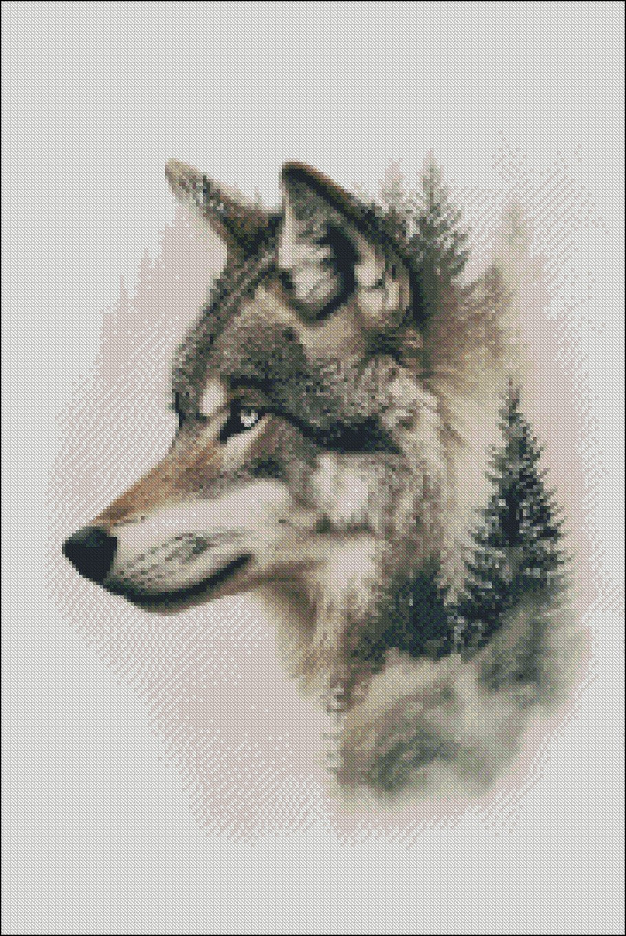 Abstract Wolf 2 - Counted Cross Stitch Patterns Embroidery Crafts Needlework DIY Chart DMC Color