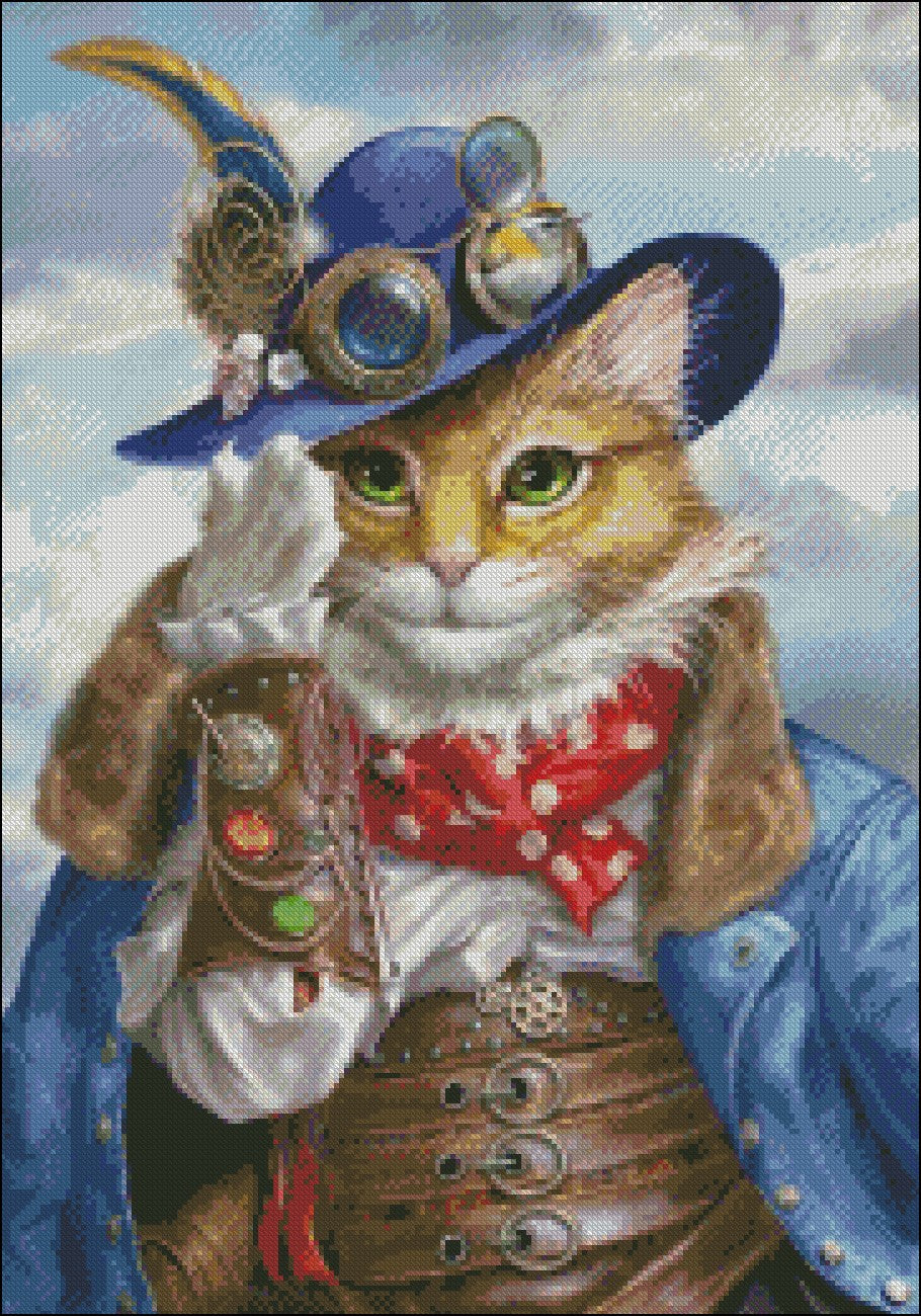 A Well Dressed Cat 2 - Counted Cross Stitch Patterns Embroidery Crafts Needlework DIY Chart DMC Color