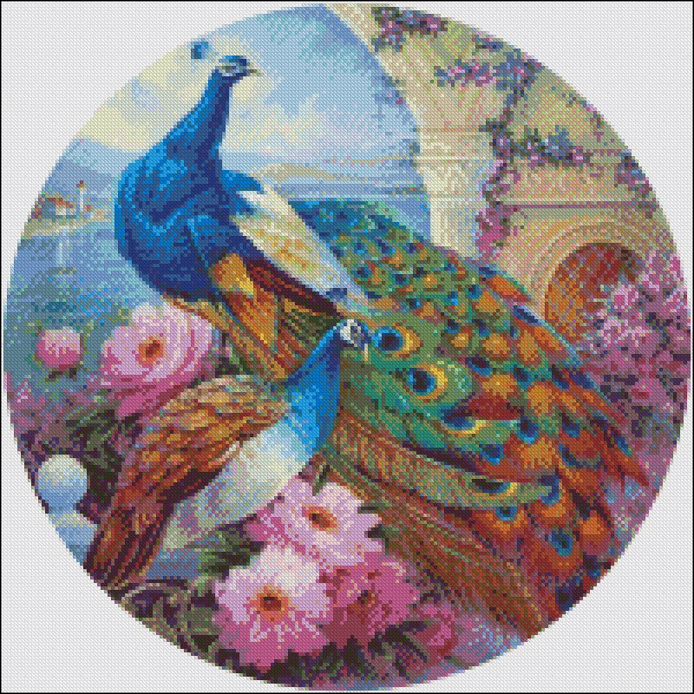 Beautiful Peacocks - Counted Cross Stitch Patterns Embroidery Crafts Needlework DIY Chart DMC Color