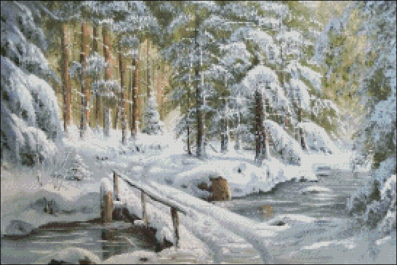 Russian Snow Scene 3 - Counted Cross Stitch Patterns Embroidery Crafts Needlework DIY Chart DMC Color