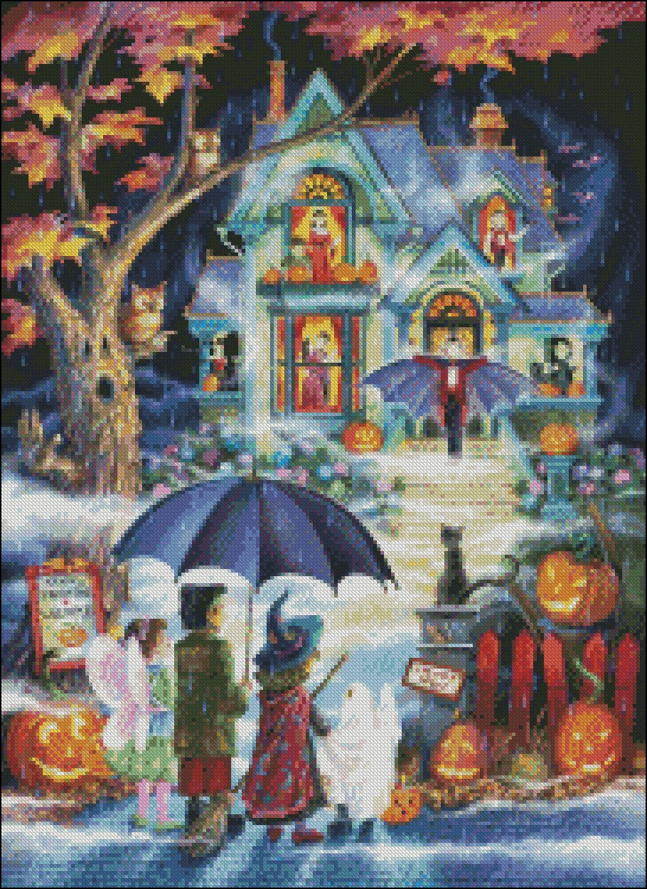 Fright Night - Counted Cross Stitch Patterns Embroidery Crafts Needlework DIY Chart DMC Color