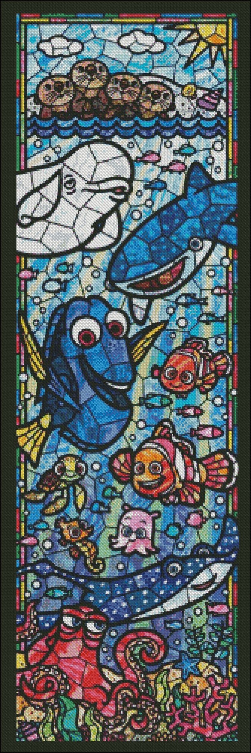 Characters Stained Glass 3-7 - Counted Cross Stitch Patterns Embroidery Crafts Needlework DIY Chart DMC Color