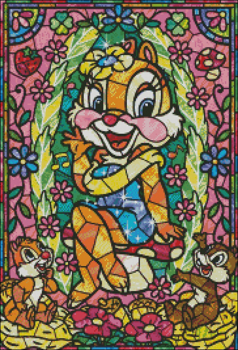 Characters Stained Glass 2-5 - Counted Cross Stitch Patterns Embroidery Crafts Needlework DIY Chart DMC Color