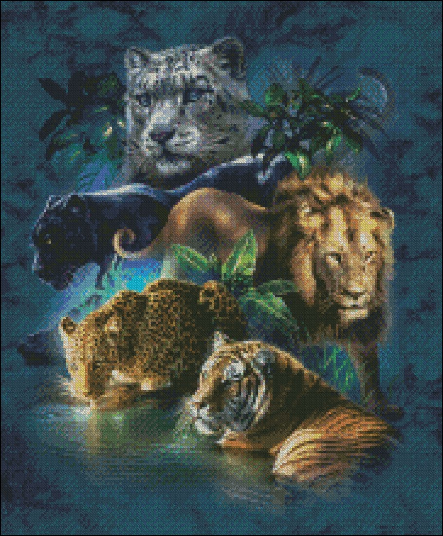 Big Cat Prowess - Counted Cross Stitch Patterns Embroidery Crafts Needlework DIY Chart DMC Color