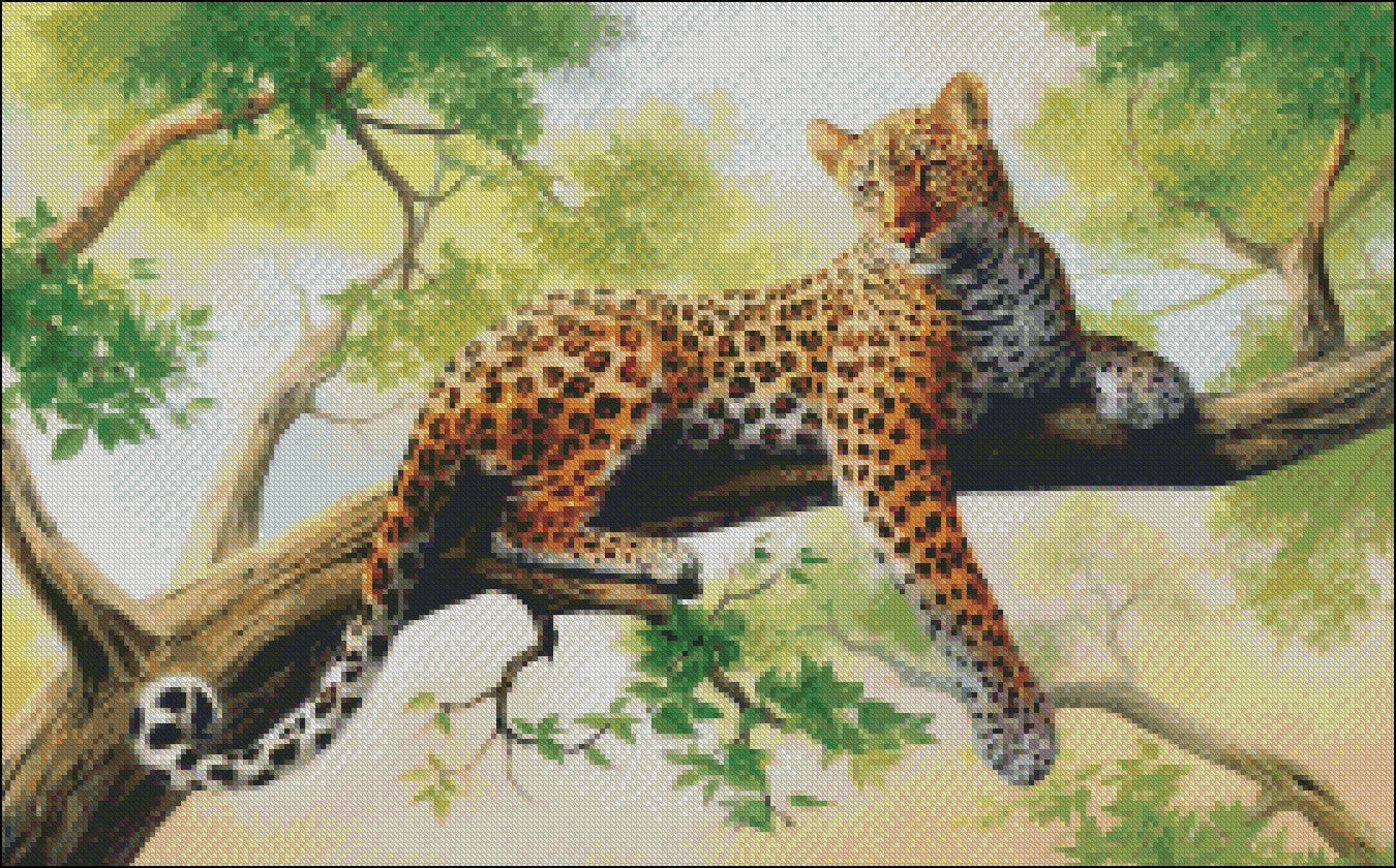 Leopard - Counted Cross Stitch Patterns Embroidery Crafts Needlework DIY Chart DMC Color