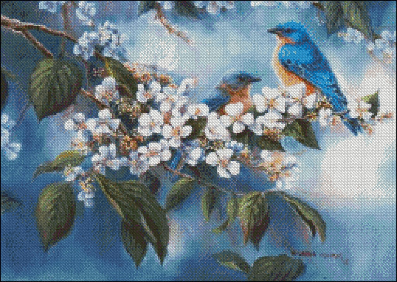 Birds and Flowers 24 - Counted Cross Stitch Patterns Embroidery Crafts Needlework DIY Chart DMC Color