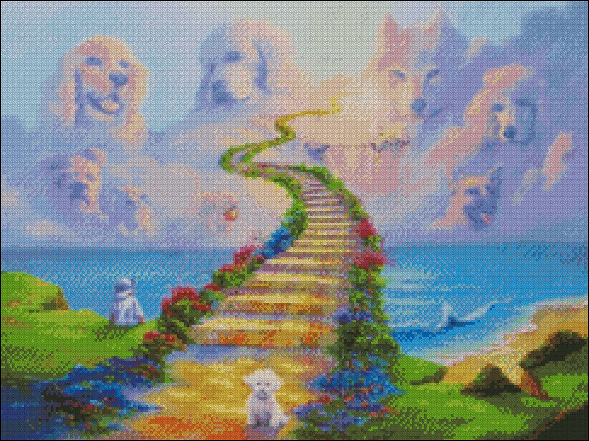 All Dogs go to Heaven - Counted Cross Stitch Patterns Embroidery Crafts Needlework DIY Chart DMC Color