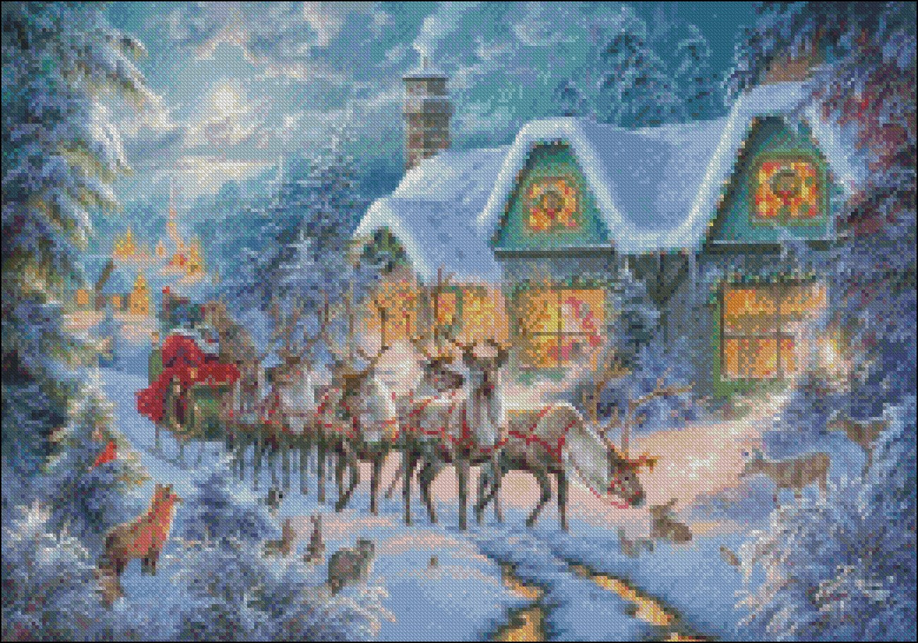 Christmas Magic - Counted Cross Stitch Patterns Embroidery Crafts Needlework DIY Chart DMC Color