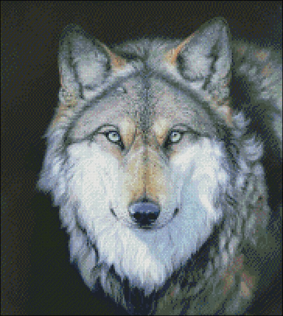 Wolf Head - Counted Cross Stitch Patterns Embroidery Crafts Needlework DIY Chart DMC Color