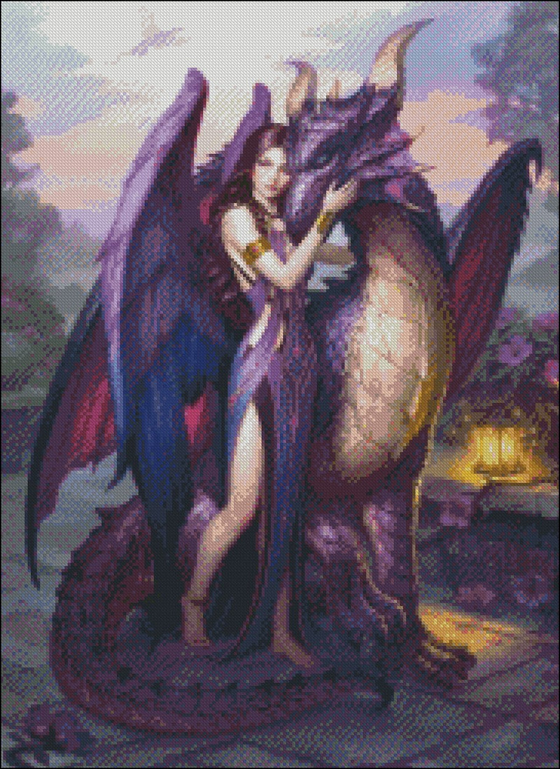Dragon and Beauty - Counted Cross Stitch Patterns Embroidery Crafts Needlework DIY Chart DMC Color