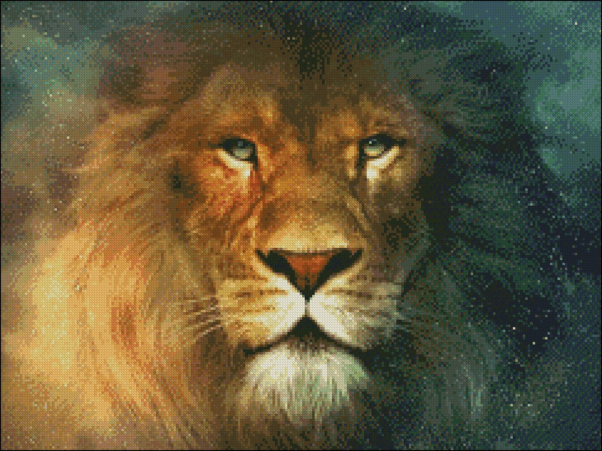 Lion's Head - Counted Cross Stitch Patterns Embroidery Crafts Needlework DIY Chart DMC Color