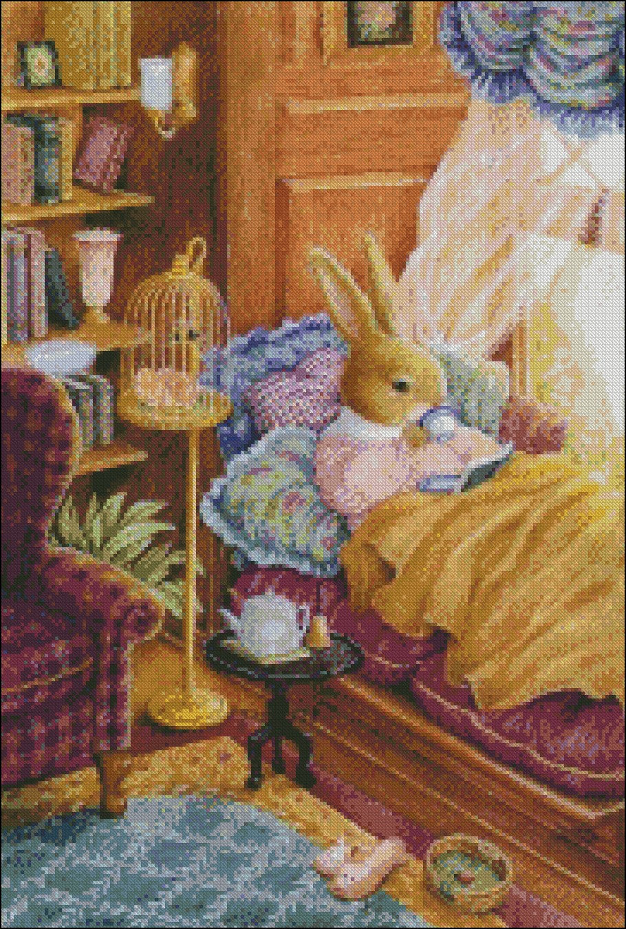 Bunny Family 22 - Counted Cross Stitch Patterns Embroidery Crafts Needlework DIY Chart DMC Color