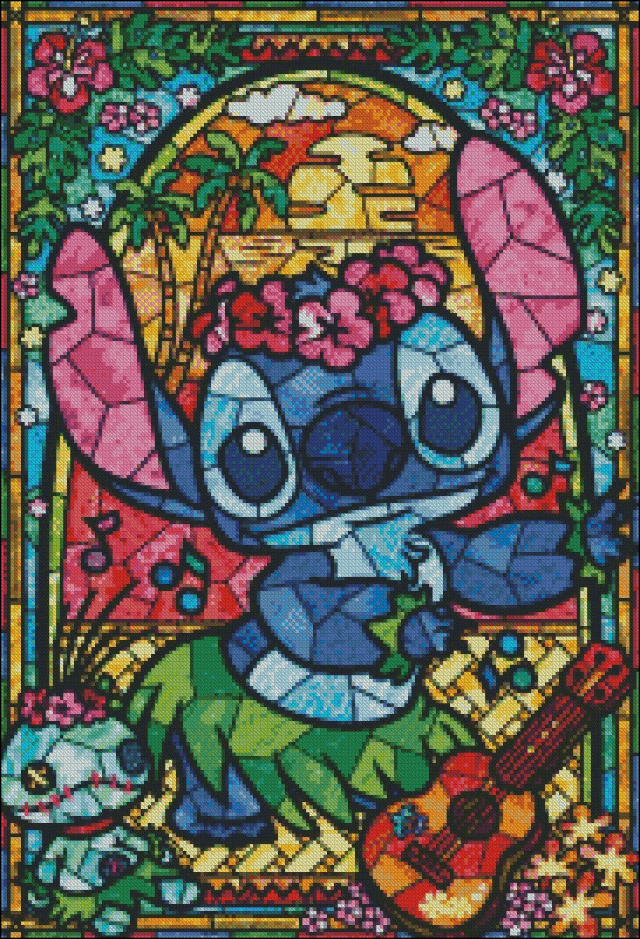 Characters Stained Glass 2-16 - Counted Cross Stitch Patterns Embroidery Crafts Needlework DIY Chart DMC Color