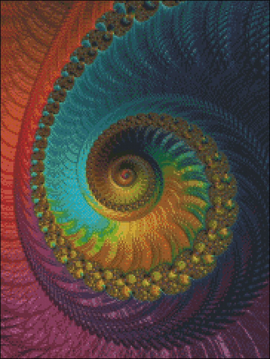 Fractal Spiral 11 - Counted Cross Stitch Patterns Embroidery Crafts Needlework DIY Chart DMC Color