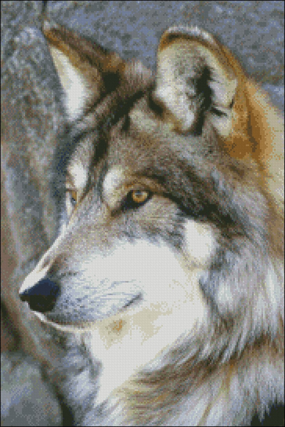 Wolf Watch - Counted Cross Stitch Patterns Embroidery Crafts Needlework DIY Chart DMC Color