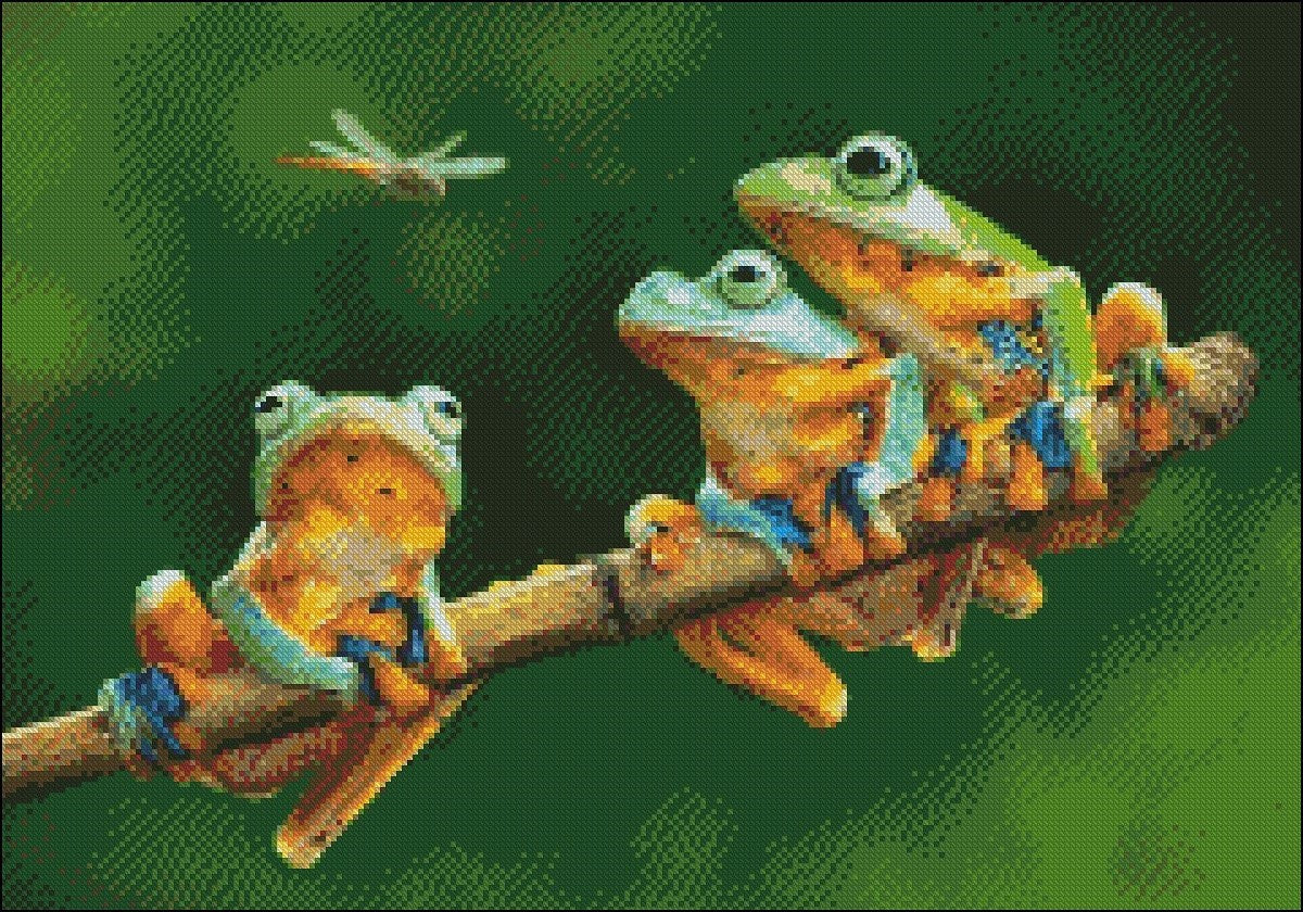 Frog and Friends - Counted Cross Stitch Patterns Embroidery Crafts Needlework DIY Chart DMC Color