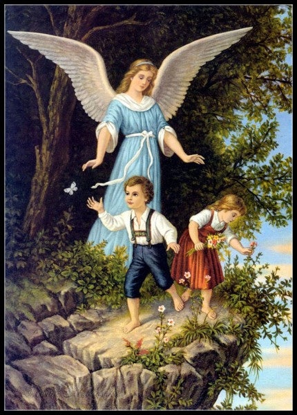 Guardian Angel 11 - Counted Cross Stitch Patterns Embroidery Crafts Needlework DIY Chart DMC Color