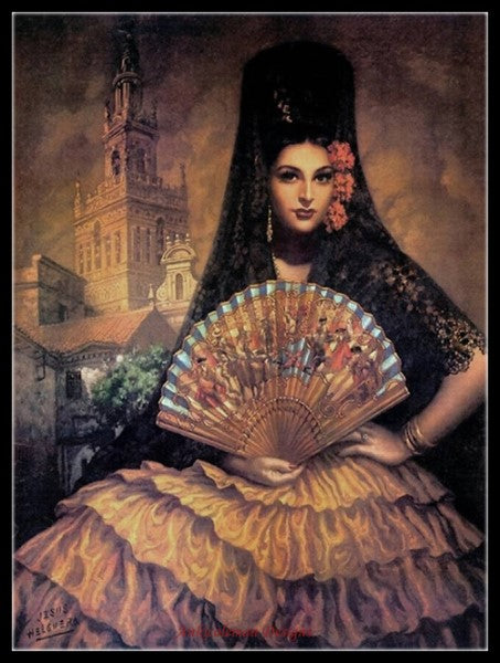 Spanish Lady 11 - Counted Cross Stitch Patterns Embroidery Crafts Needlework DIY Chart DMC Color