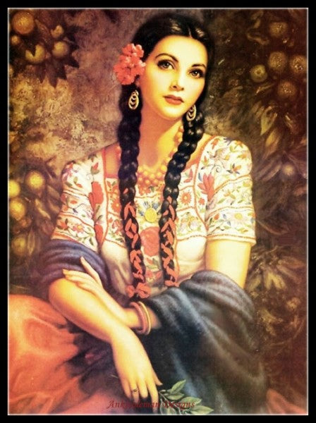 Spanish Lady 17 - Counted Cross Stitch Patterns Embroidery Crafts Needlework DIY Chart DMC Color