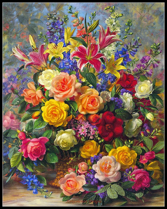 Flowers by Albert Williams 4 - Counted Cross Stitch Patterns Embroidery Crafts Needlework DIY Chart DMC Color