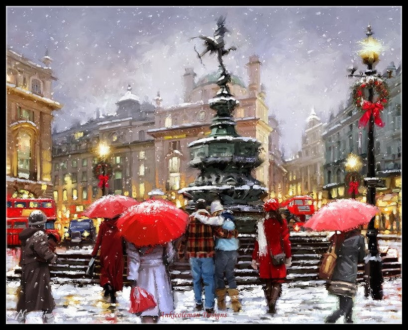 Piccadilly in Snow - Counted Cross Stitch Patterns Embroidery Crafts Needlework DIY Chart DMC Color