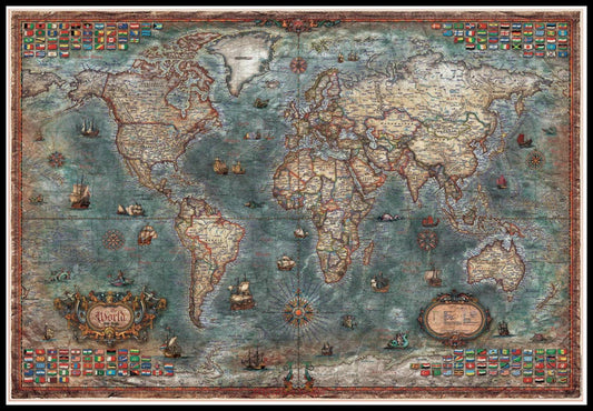 Historical World Map - Counted Cross Stitch Patterns Embroidery Crafts Needlework DIY Chart DMC Color