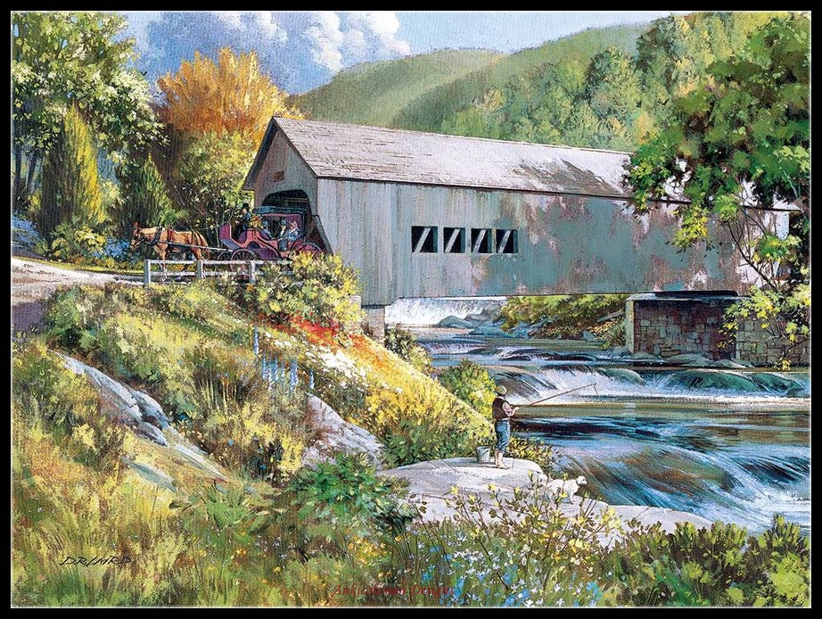 Covered Bridge - Counted Cross Stitch Patterns Embroidery Crafts Needlework DIY Chart DMC Color