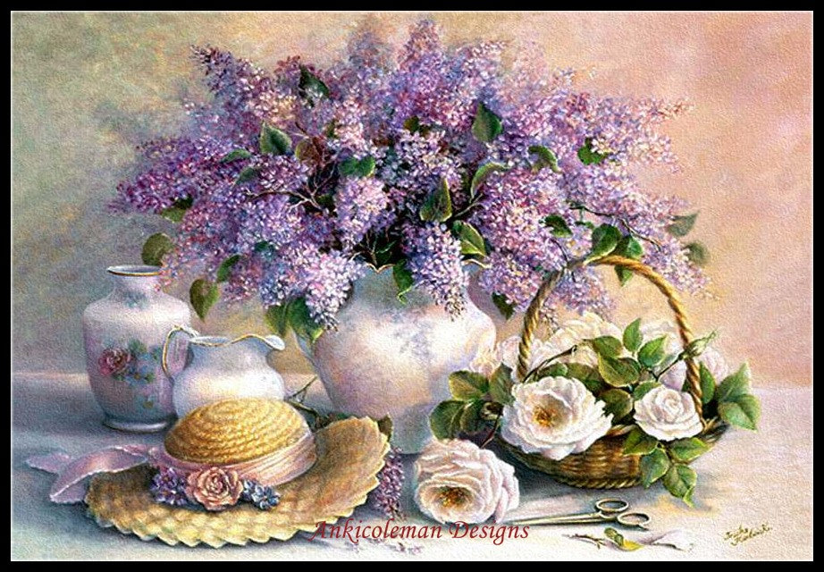 Lavender - Counted Cross Stitch Patterns Embroidery Crafts Needlework DIY Chart DMC Color