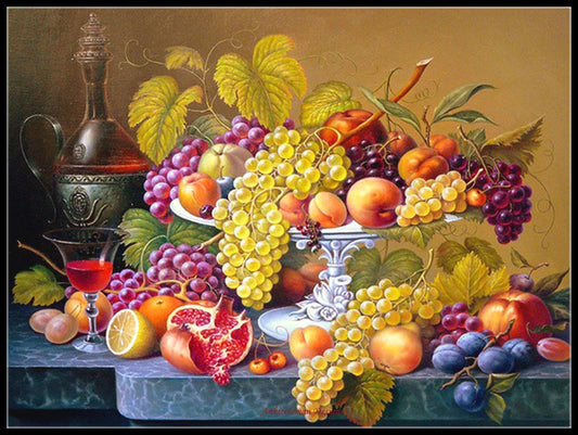 Classic Fruit Still Life - Counted Cross Stitch Patterns Embroidery Crafts Needlework DIY Chart DMC Color