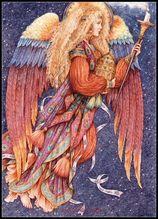 Torch Angel - Counted Cross Stitch Patterns Embroidery Crafts Needlework DIY Chart DMC Color